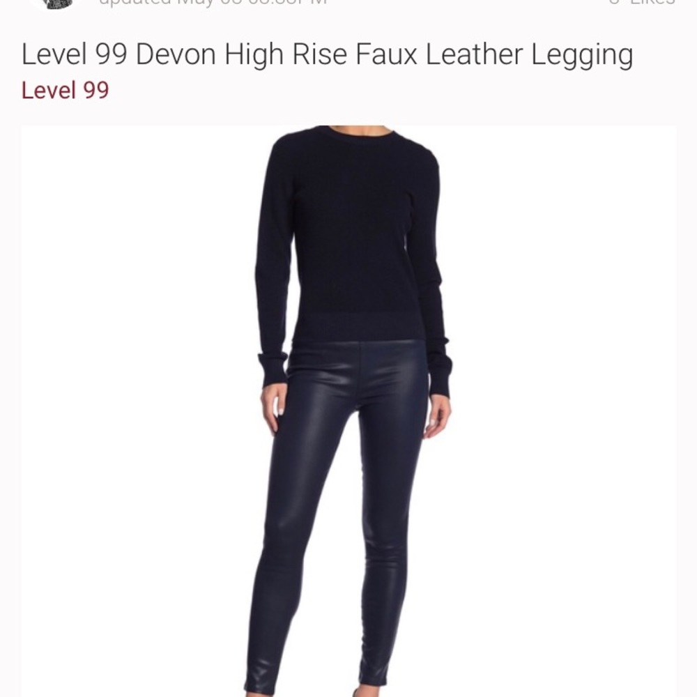 Level 99 indigo Society faux leather leggings